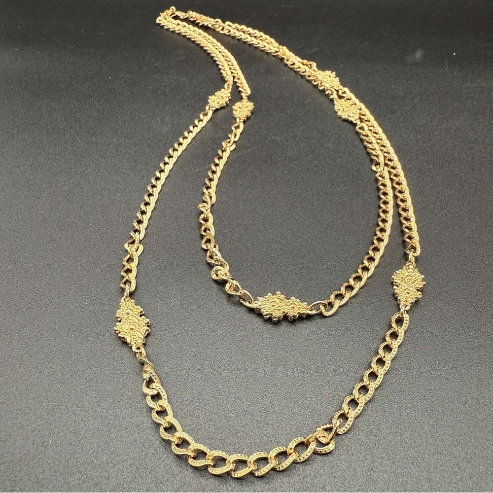 Accessocraft N.Y.C Vintage Double strand Gold Filigree Necklace